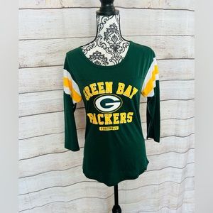 NFL Team Apparel Women’s Green Yellow Green Bay Packers Logo Long Sleeve Top